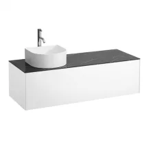   Laufen Sonar matt fehér alsószekrény 117,7x45,7x34,1 cm egy fiókkal, balos kivágással, kerámia pulttal H4054260341431