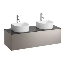   Laufen Sonar titán alsószekrény 117,7x45,7x34,1 cm egy fiókkal, kettő kivágással, kerámia pulttal H4054280341421