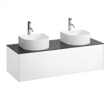   Laufen Sonar matt fehér alsószekrény 117,7x45,7x34,1 cm egy fiókkal, kettő kivágással, kerámia pulttal H4054280341431