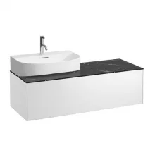   Laufen Sonar matt fehér alsószekrény balos kivágással 117,7x45,7x34,1 cm egy fiókkal, kerámia pulttal H4054520341431