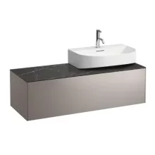   Laufen Sonar titán alsószekrény jobbos kivágással 117,7x45,7x34,1 cm egy fiókkal, kerámia pulttal H4054530341421