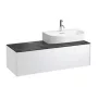 Laufen Sonar matt fehér alsószekrény jobbos kivágással 117,7x45,7x34,1 cm egy fiókkal, kerámia pulttal H4054530341431