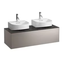   Laufen Sonar titán alsószekrény kettő kivágással 117,7x45,7x34,1 cm egy fiókkal, kerámia pulttal H4054540341421