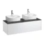 Laufen Sonar matt fehér alsószekrény kettő kivágással 117,7x45,7x34,1 cm egy fiókkal, kerámia pulttal H4054540341431