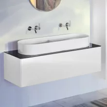   Laufen Sonar matt fehér alsószekrény 117,7x45,7x34,1 cm egy fiókkal, kerámia pulttal H4054710341431