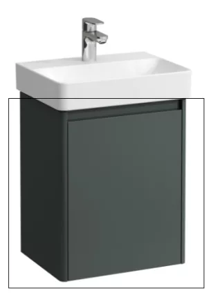Laufen Base 2.0 alsószekrény ajtóval 42x32x51 cm mosdóhoz, balos/szürke kivitelben