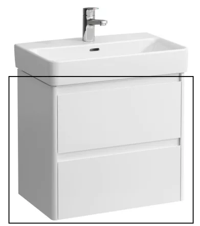 Laufen Base 2.0 mosdószekrény 2 fiókkal 57x36x52 cm, fényes fehér kivitelben