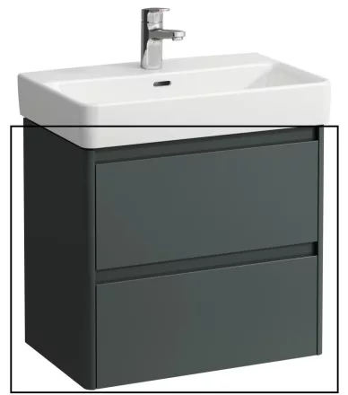 Laufen Base 2.0 mosdószekrény 2 fiókkal 57x36x52 cm, szürke kivitelben