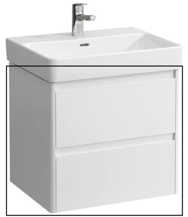 Laufen Base 2.0 mosdószekrény 2 fiókkal 57x45x52 cm, fényes fehér kivitelben