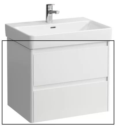 Laufen Base 2.0 mosdószekrény 2 fiókkal 62x45x52 cm, fényes fehér kivitelben