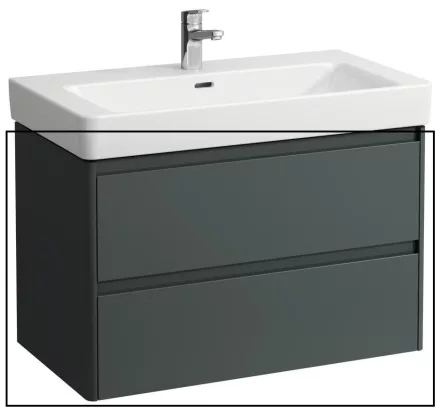 Laufen Base 2.0 mosdószekrény 2 fiókkal 82x45x52 cm, szürke kivitelben