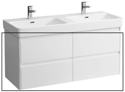Laufen Base 2.0 mosdószekrény 4 fiókkal 117x45x52 cm, fényes fehér kivitelben