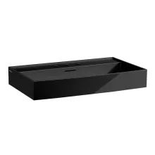   Laufen Kartell by Laufen mosdó 80x46 cm három csaplyukkal és túlfolyóval, fényes fekete H8103360201081