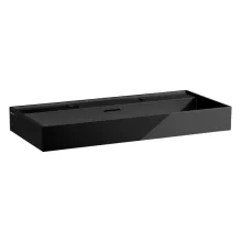   Laufen Kartell by Laufen kerámia mosdó 100x46 cm kettő csaplyukkal és túlfolyóval, fényes fekete H8103370201071
