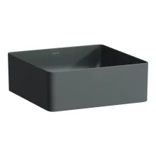   Laufen Living SaphirKeramik mosdótál 36x36 cm csaplyuk és túlfolyó nélkül, matt grafit H8114337581121