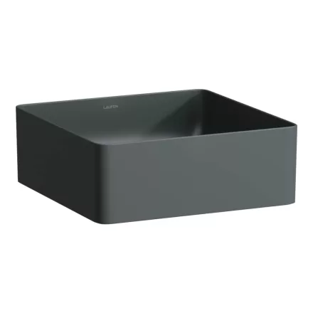 Laufen Living SaphirKeramik mosdótál 36x36 cm csaplyuk és túlfolyó nélkül, matt grafit H8114337581121