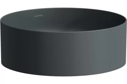 Laufen Living SaphirKeramik mosdótál 38x38 cm csaplyuk és túlfolyó nélkül, matt grafit H8114357581121