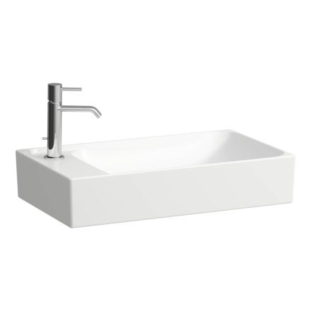 Laufen Meda porcelán kézmosó 60x35 cm csaplyukkal és túlfolyóval, LCC bevonattal, balos/fehér H8121134001051