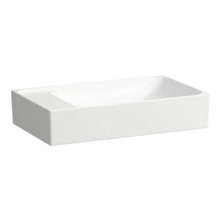 Laufen Meda porcelán kézmosó 60x35 cm csaplyuk és túlfolyó nélkül, LCC bevonattal, balos/fehér H8121134001121