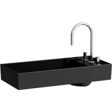   Laufen Kartell by Laufen fényes fekete mosdótál 75x35 cm, 3 csaplyukkal és túlfolyó nélkül H8123320201581