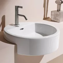   Laufen Living City félig beépíthető kerámia mosdó 46x46 cm egy csaplyukkal és túlfolyóval, fehér H8134310001041