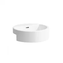   Laufen Living City félig beépíthető kerámia mosdó 46x46 cm csaplyuk nélkül, túlfolyóval, fehér H8134310001091