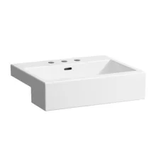   Laufen Living City félig beépíthető kerámia mosdó 55x46 cm három csaplyukkal és túlfolyóval, fehér H8134320001081