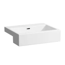   Laufen Living City félig beépíthető kerámia mosdó 55x46 cm csaplyuk nélkül, túlfolyóval, fehér H8134320001091