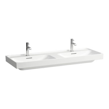 Laufen Meda porcelán dupla mosdó 130x46 cm 3 csaplyukkal és túlfolyóval, fehér H8141120001081