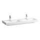 Laufen Meda porcelán dupla mosdó 130x46 cm 3 csaplyukkal és túlfolyóval, LCC bevonattal, fehér H8141124001081