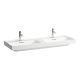 Laufen Meda porcelán dupla mosdó 130x46 cm túlfolyóval és csaplyuk nélkül, matt fehér H8141127571091