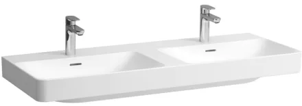 Laufen Pro X porcelán duplamosdó 120x46 cm, 3 csaplyukkal és túlfolyóval, fehér kivitelben.