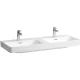 Laufen Pro X porcelán duplamosdó 120x46 cm, 3 csaplyukkal és túlfolyóval, fehér kivitelben.