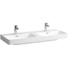 Laufen Pro X porcelán dupla mosdó 120x46 cm, csaplyuk nélkül és túlfolyóval, fehér kivitelben.