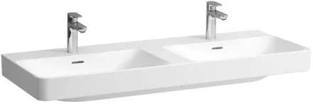 Laufen Pro X porcelán dupla mosdó 120x46 cm, csaplyuk nélkül és túlfolyóval, fehér kivitelben.