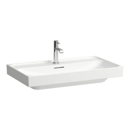 Laufen Meda porcelán mosdó csiszolt alsó felülettel 80x46 cm 3 csaplyukkal és túlfolyóval LCC bevonattal, fehér H8161174001081