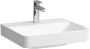 Laufen Pro X porcelán 55x47 cm mosdó csaplyuk nélkül, túlfolyóval és csiszolt alsó élekkel, fehér kivitelben