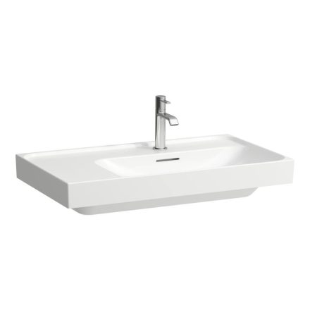Laufen Meda porcelán mosdó 80x46 cm túlfolyóval és csaplyuk nélkül LCC bevonattal, jobbos/fehér H8171154001091