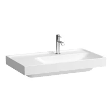   Laufen Meda porcelán aszimmetrikus mosdó 80x46 cm csaplyukkal és túlfolyó nélkül, jobbos/matt fehér H8171157571111
