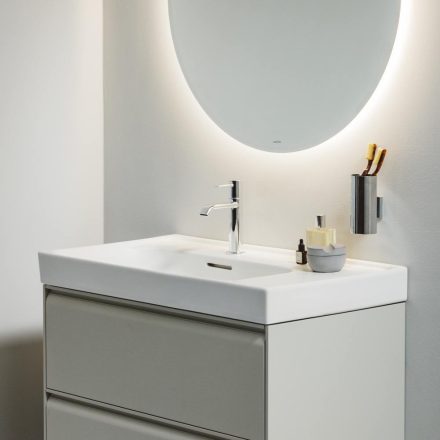 Laufen Meda porcelán aszimmetrikus mosdó 80x46 cm csaplyukkal és túlfolyóval, balos/fehér H8171160001041