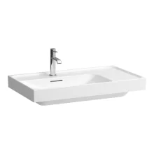   Laufen Meda porcelán aszimmetrikus mosdó 80x46 cm 3 csaplyukkal és túlfolyóval, balos/fehér H8171160001081