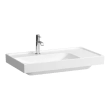   Laufen Meda porcelán aszimmetrikus mosdó 80x46 cm csaplyukkal és túlfolyó nélkül, balos/fehér H8171160001111