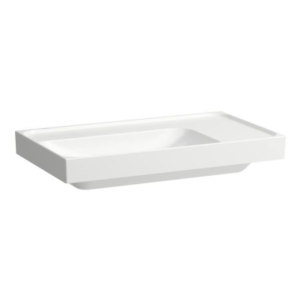 Laufen Meda porcelán aszimmetrikus mosdó 80x46 cm csaplyuk és túlfolyó nélkül, balos/fehér H8171160001121