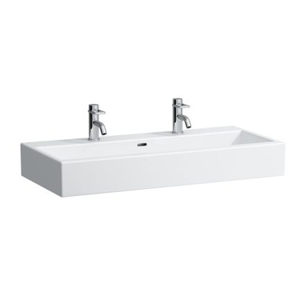 Laufen Living City kerámia mosdó 100x46 cm kettő csaplyukkal és túlfolyóval, fehér H8184370001071