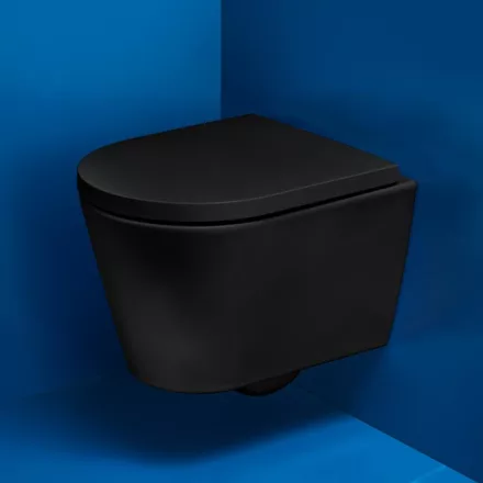 Laufen Kartell by Laufen Compact fali WC csésze mélyöblítéssel, Rimless, matt fekete H8203337160001