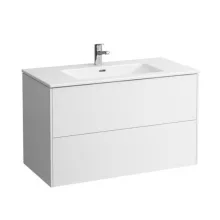   Laufen Base matt fehér alsószekrény Slim mosdóval 99x49,2x59 cm kettő fiókkal H8649622601041