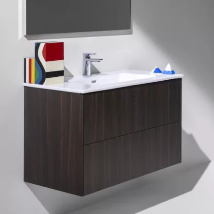 Laufen Base sötét szil alsószekrény Slim mosdóval 99x49,2x59 cm kettő fiókkal H8649622631041