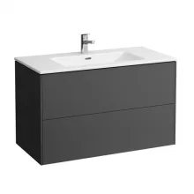   Laufen Base matt antracitszürke alsószekrény Slim mosdóval 99x49,2x59 cm kettő fiókkal H8649622661041