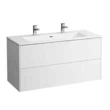   Laufen Base matt fehér alsószekrény Slim mosdóval 119,2x49,2x59 cm kettő fiókkal H8649632601071