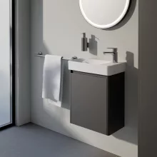 Laufen Pro X 1 ajtós fali alsószekrény porcelán kézmosóval 48x60 cm, jobbos/szürke kivitelben